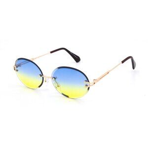 Sunglasses Blue Yellow Lens Women Men Small Frame Street Wear Light Weight UV400